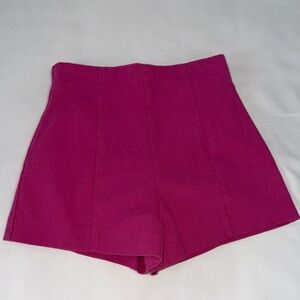 Women's High Waist Pink Shorts With Zip Back Closure